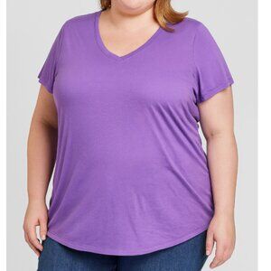 Xersion Women's Purple Short Sleeve V-neck Workout Top, size XL